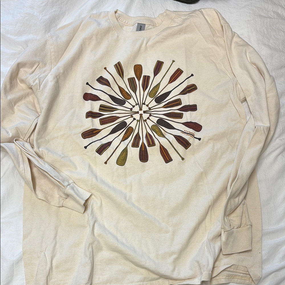 Cream Long Sleeve Shirt with Paddle Design (Liberty Graphics)